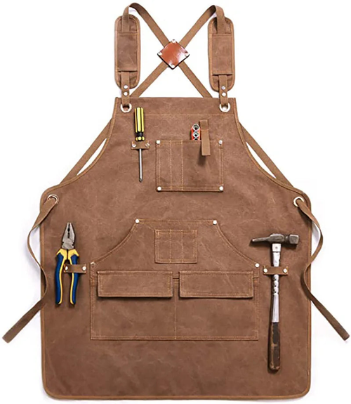 VTX-6694437 Modern Simple Thick Canvas Apron Woodworking Electrician Gardening Work Clothes Tool Eco-Friendly Garden One Size