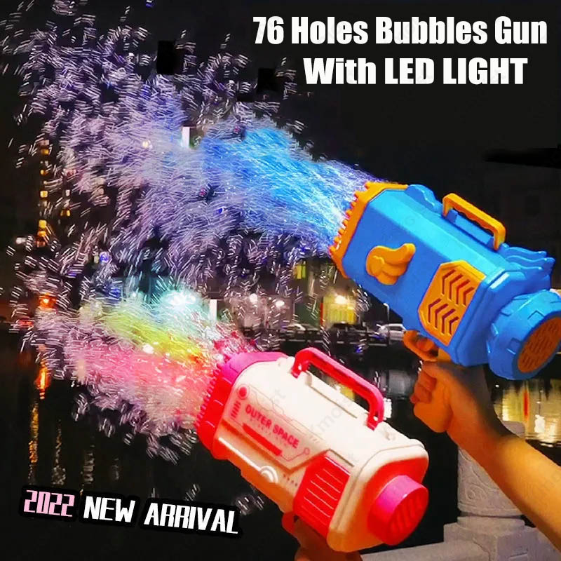 Automatic Bubble Blower with 69 Holes and Light for Kids