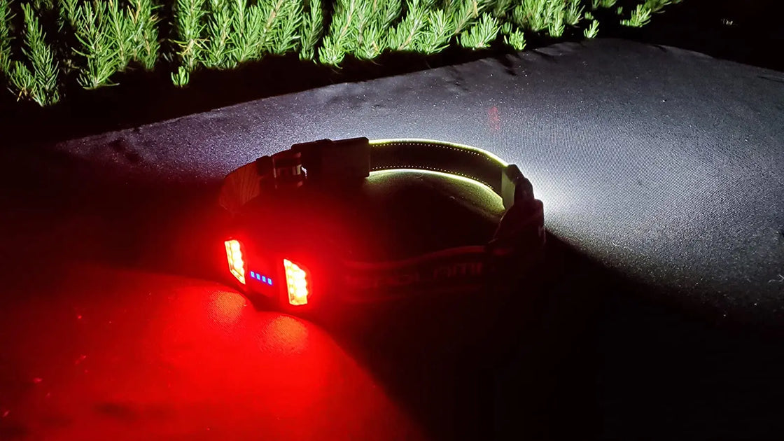 Red Waterproof COB Rechargeable Headlamp with Adjustable Beam for Outdoor Activities