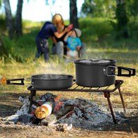 VTX-1595429 2-3 People Portable Foldable Picnic Cookware Set Outdoor Backpacking Gear Pot FryingPan Kettle Cooking Camping Mess