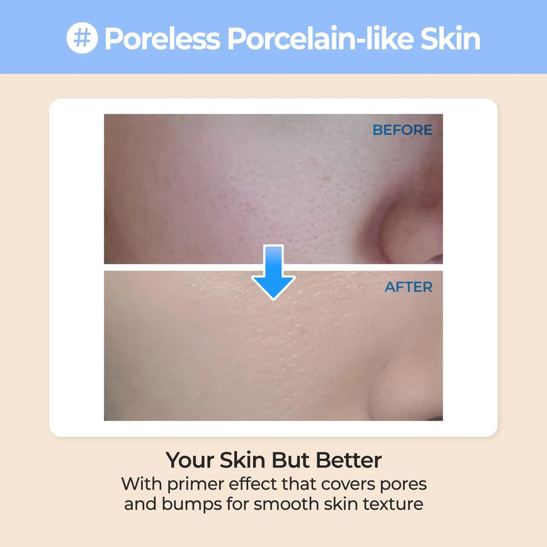 Porcelain Base-skip Tone Up Beige Cream 50ml Sunscreen SPF50 PA++++ for All Skin Types