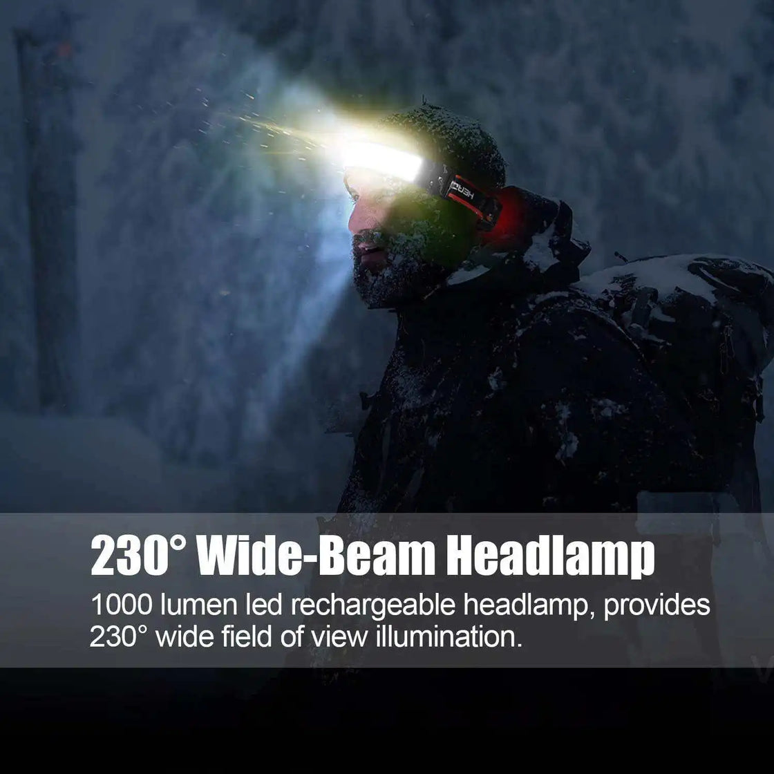 Red Waterproof COB Rechargeable Headlamp with Adjustable Beam for Outdoor Activities