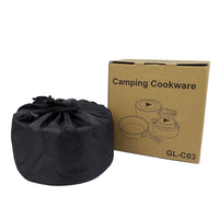 VTX-1595429 2-3 People Portable Foldable Picnic Cookware Set Outdoor Backpacking Gear Pot FryingPan Kettle Cooking Camping Mess