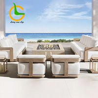 VTX-2987173 Liyoung Luxury Modern Teak Garden Sofa Set Durable 4 Piece Outdoor Furniture Waterproof Cushion Villa Bedroom Living