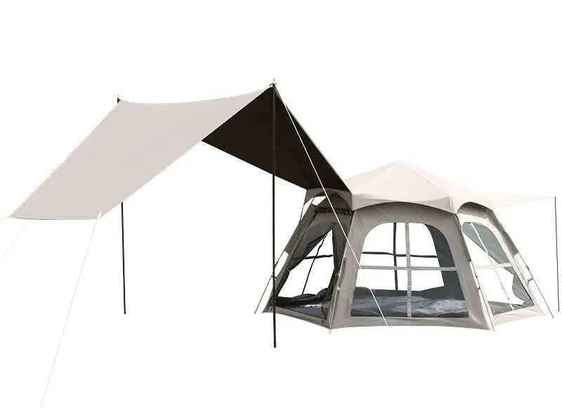 2-3 Person Portable Elevated Camping Tent with Foldable Bed, Waterproof Oxford Fabric, Quick Automatic Opening, 240x240x155cm