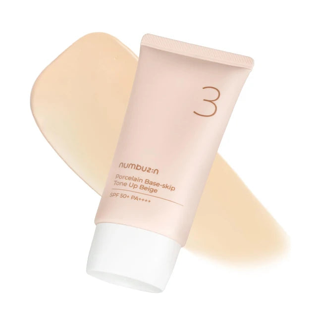 Porcelain Base-skip Tone Up Beige Cream 50ml Sunscreen SPF50 PA++++ for All Skin Types