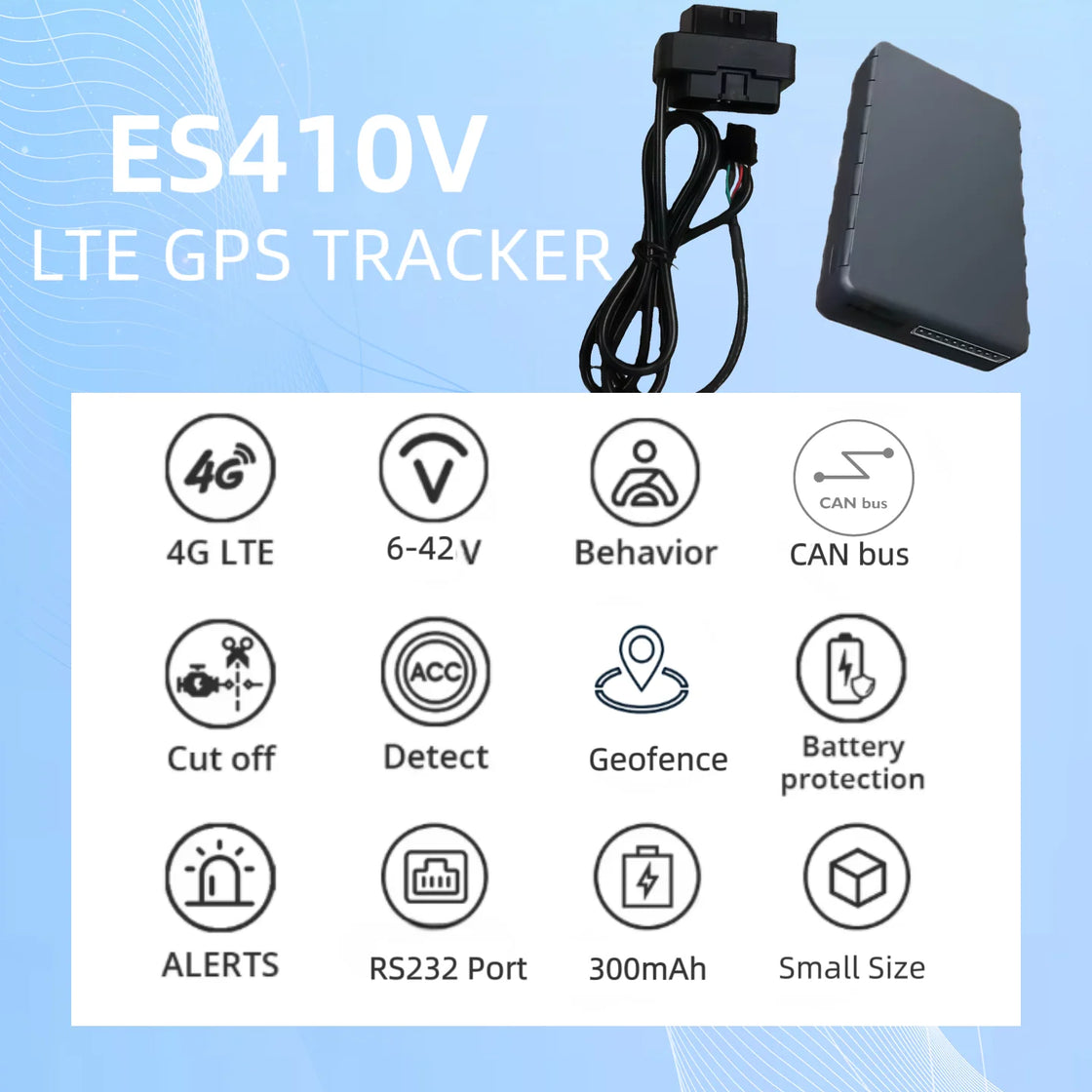 4G Vehicle GPS Tracker with GT06 & JT808 Protocol, CAN Bus OBD Data Reading, Real-Time Positioning, Over-Speed Warning, Geofence, and Driving Behavior Detection