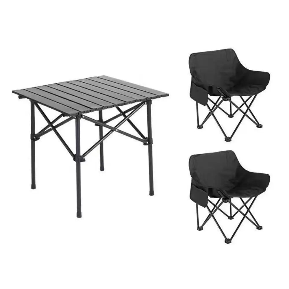Ultralight Portable Folding Camping Chair and Table Set for Outdoor Use, Aluminum Alloy, 2-Person Capacity, Ergonomic Design