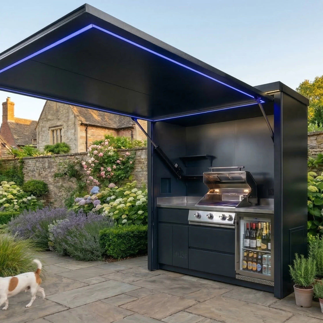Modular Outdoor Kitchen Cabinets with Built-in Gas Grill and Sink, Portable Mobile Design