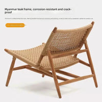 VTX-3216549 Nordic outdoor teak rattan sofa chair courtyard villa terrace homestay countryside leisure wabbi style solid wood
