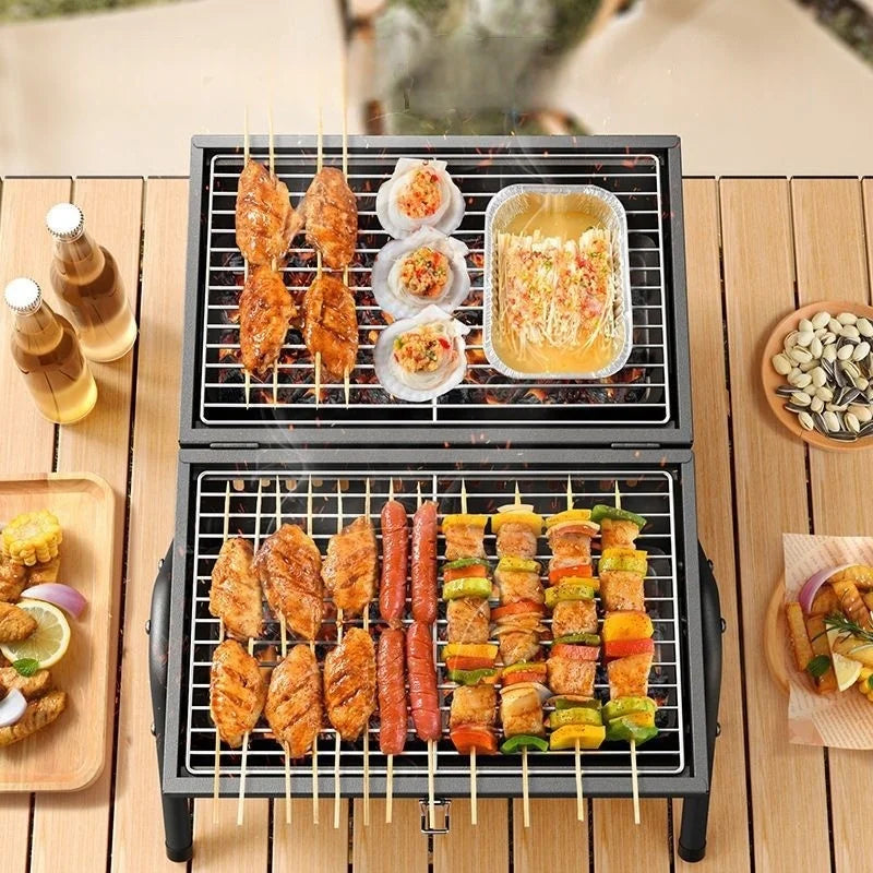 Compact Portable Charcoal BBQ Grill for Outdoor Cooking and Camping