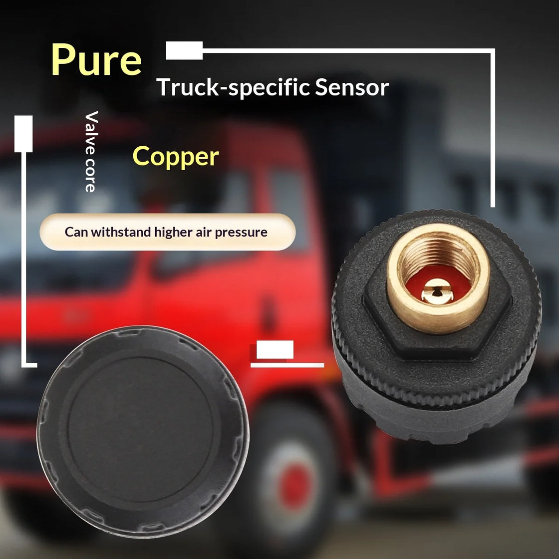 Wireless Solar Powered Tire Pressure Monitor for 6 Wheels, External Sensors, LCD Display, Compatible with Heavy-Duty Trucks and RVs