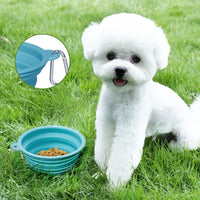 VTX-7842597 Pet Folding Silicone Bowl Outdoor Easy Washable Foldable Dog Collapsible Puppy Carabiners Silicone, Food Grade
