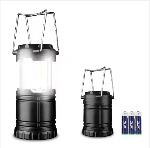 Telescopic COB LED Camping Lantern, Waterproof, Battery-Powered, 350 Lumen, 3xAA, Portable, Lightweight, 8.7x8.7x12.5cm