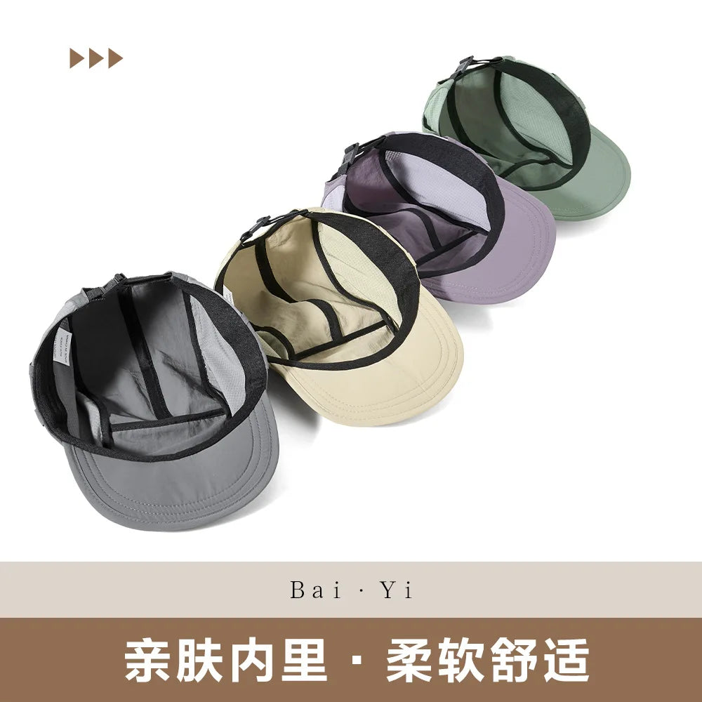 Unisex Five-Panel Mesh Snapback Baseball Cap for Outdoor Sports and Camping