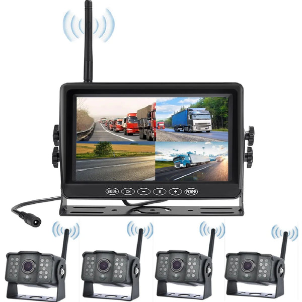 VTX-8203045 7'' 1080P 2 Digital RV Wireless Backup Camera System Highway Monitor Trailer Truck Bus Motorhomes Night Vision