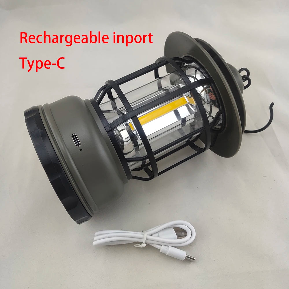 Adjustable Warm White Light Emergency Hanging LED Tent Lantern, Rechargeable, IP44, 3500K, 800mAh Battery, 11.5x11.5x24.5cm