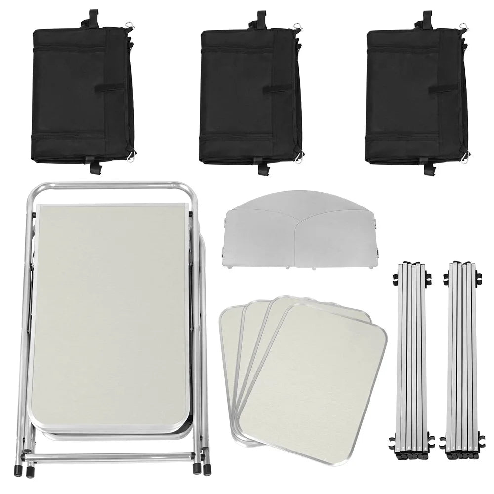 Camping Kitchen Cupboard, Aluminum Outdoor Folding Table, 175x40x111cm, Waterproof, Lightweight, Easy to Carry