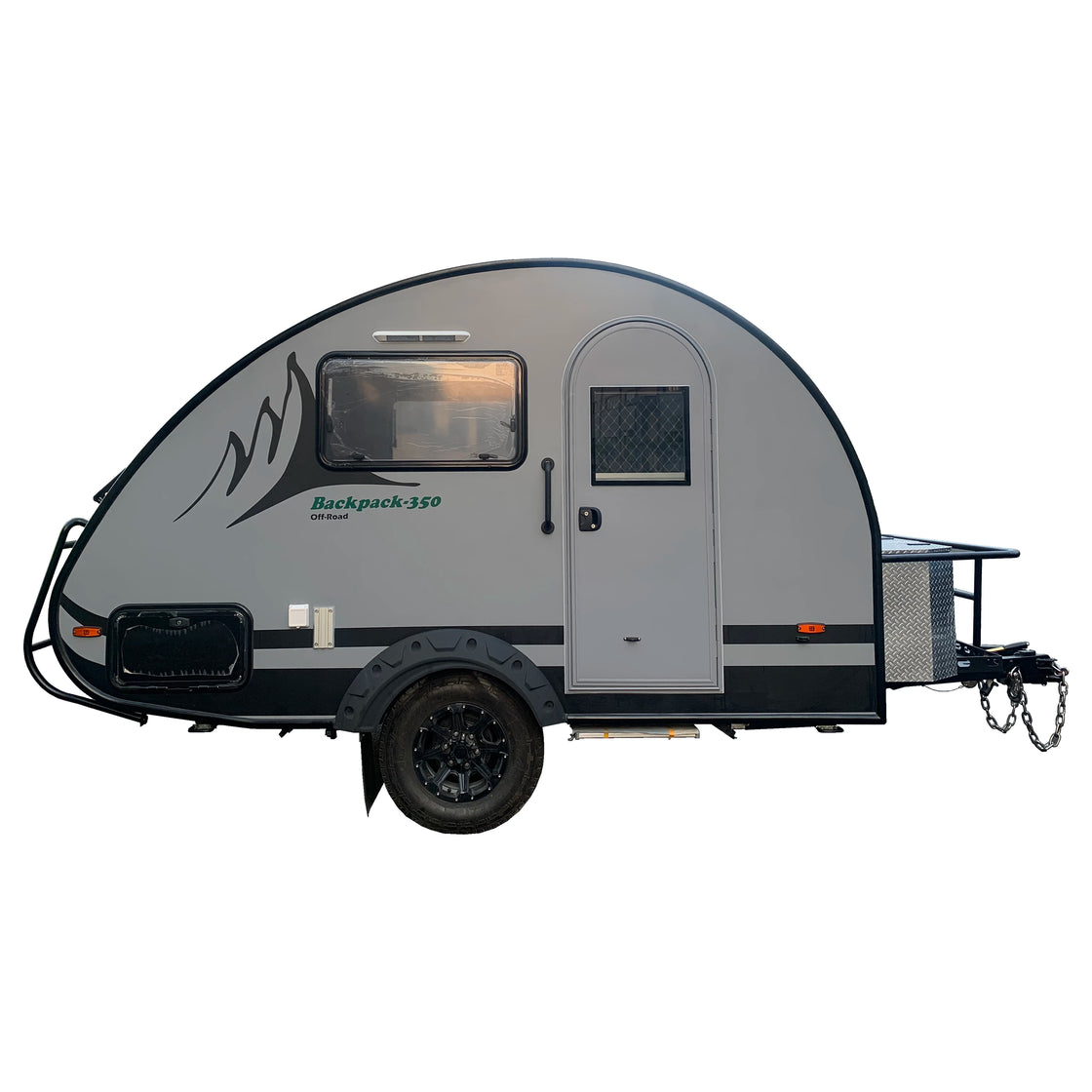 Luxury Teardrop Camper Trailer with Slide-Out Kitchen and Bathroom, 4-Person Capacity, Lightweight Aluminum Construction, 700KG Payload