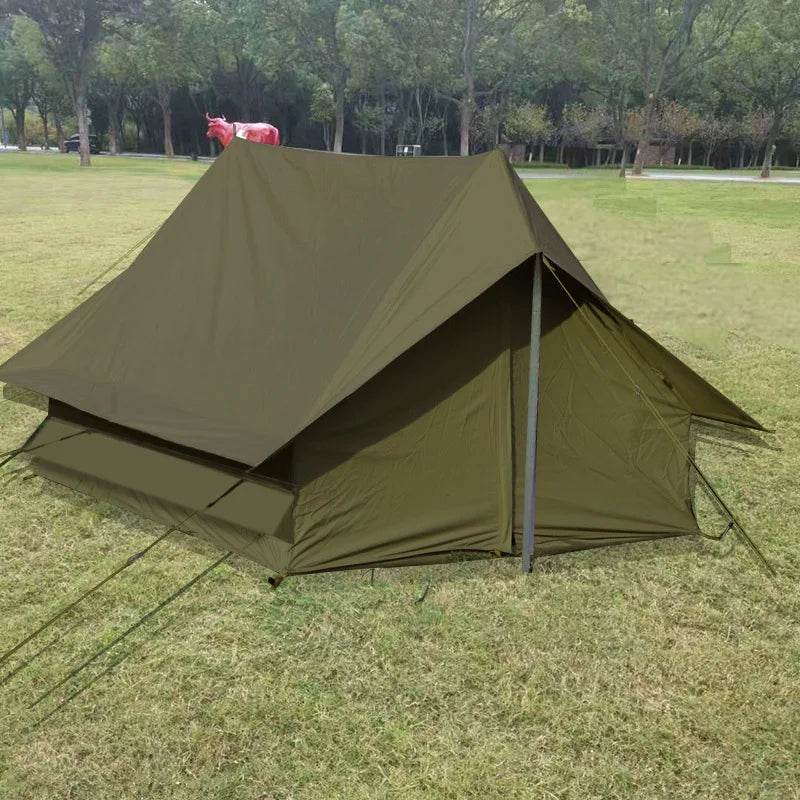 Army Green 2-Person A-Frame Tent, Waterproof Oxford Cloth, Outdoor Camping, Size 200x145x110CM