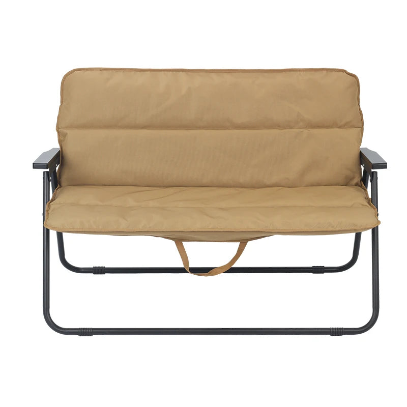 Double Person Camping Chair with Cotton Fabric and Metal Frame, Foldable and Portable, Suitable for Outdoor Use
