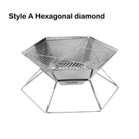 VTX-1202213 Portable Stainless Steel Foldable BBQ Grill Modern Premium Charcoal Fire Pit Wood Burning Campfire Stove Camping