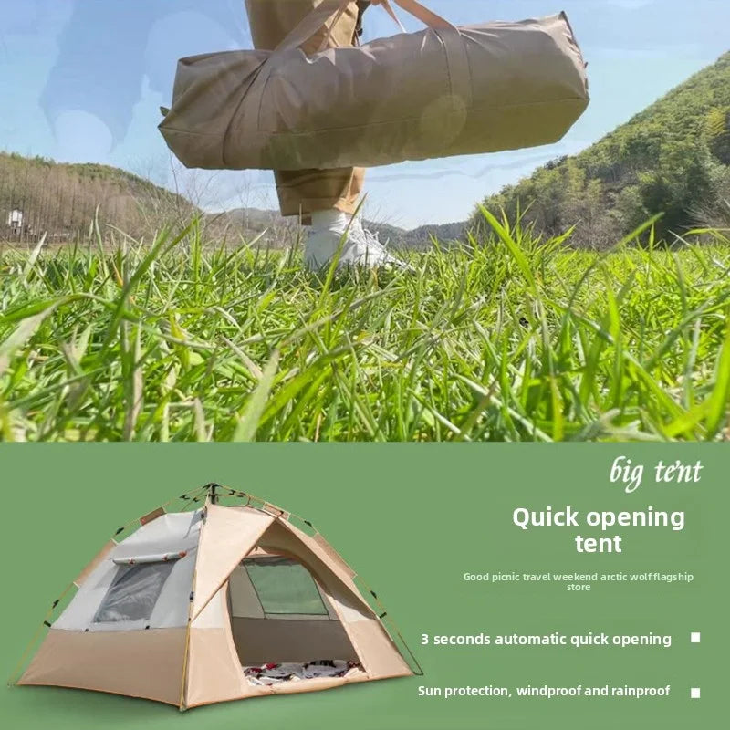 Outdoor Waterproof Camping Tent for 3-4 People, Quick Automatic Opening, Portable Canopy, Oxford Fabric