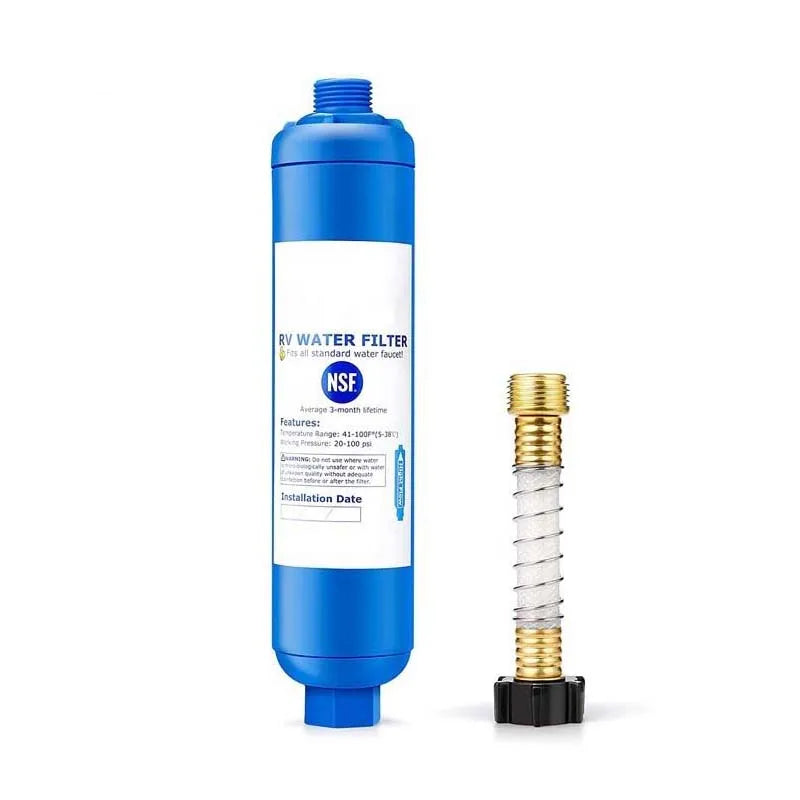 KDF Carbon Inline Portable RV Water Filter System, Model JY-RV-01, White/Blue/Green, Filters 8000L