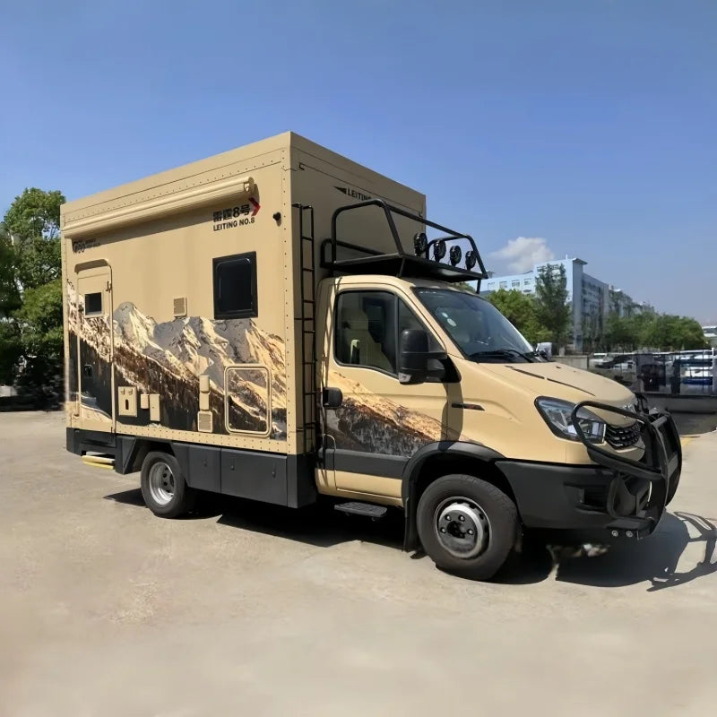 Diesel Luxury Motorhome Truck Camper for Long Distance Travel, Manual Transmission, Off-Road Capabilities, Spacious Interior