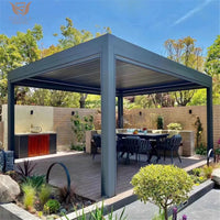 VTX-2069669 Aluminum Alloy Thatched Gazebo Mosquito Netting Waterproof Canopy Outdoor Windproof Patio Pavilion Tiki Hut Sun Shade