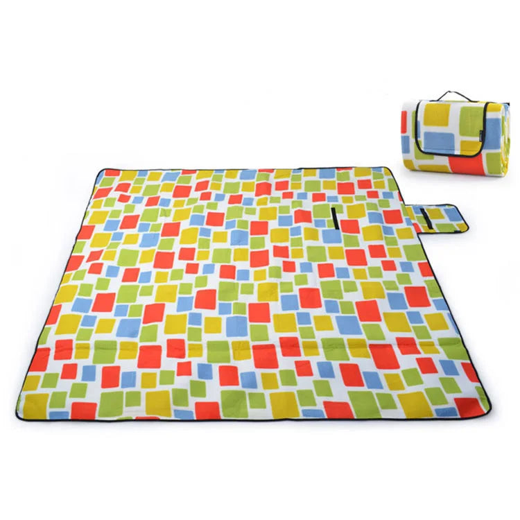 Waterproof Foldable Picnic Blanket, 200x200cm, Soft Fleece and PVC, Lightweight Outdoor Mat