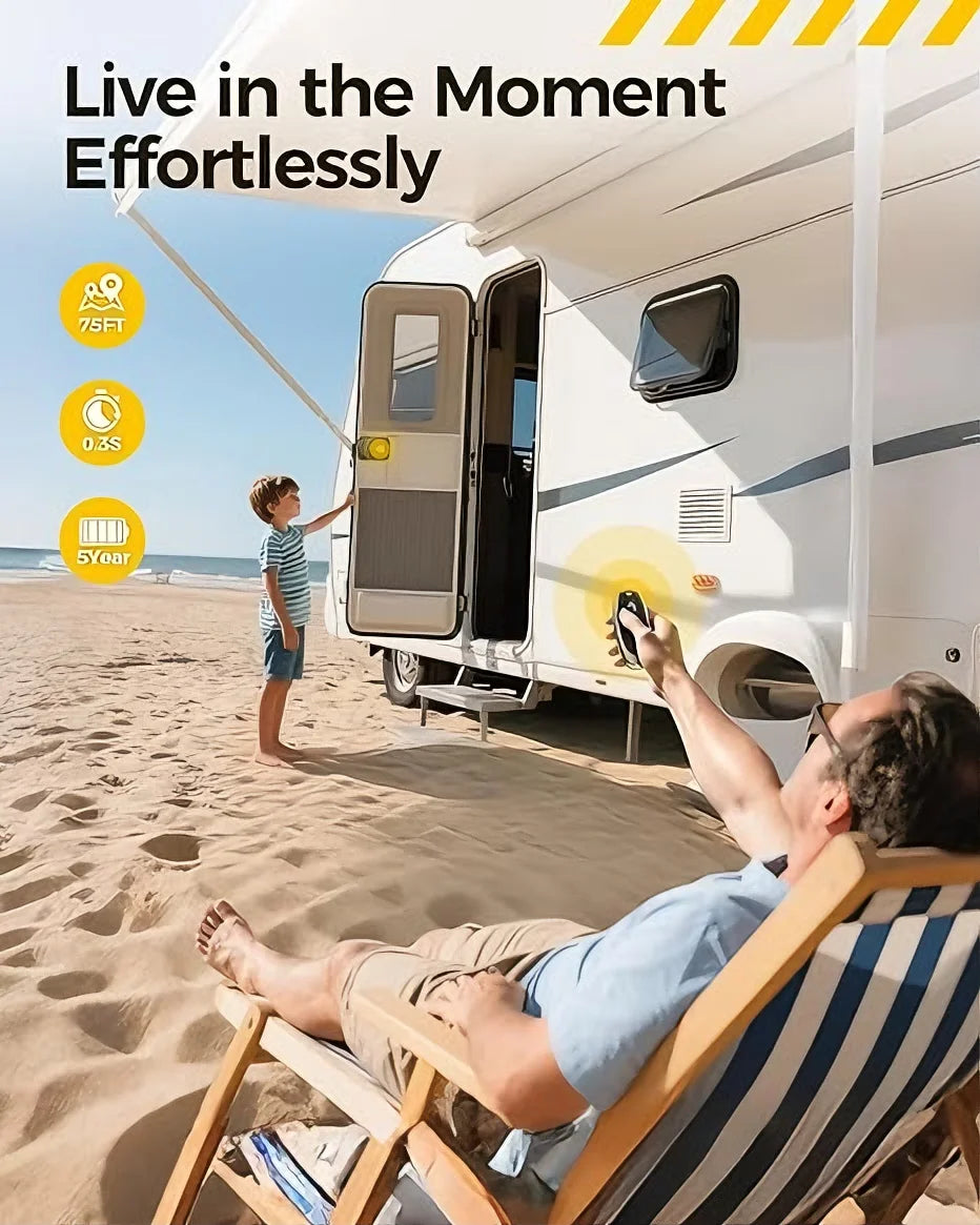 All Metal RV Keyless Door Lock System with Remote Control, Password, and Fingerprint - Black