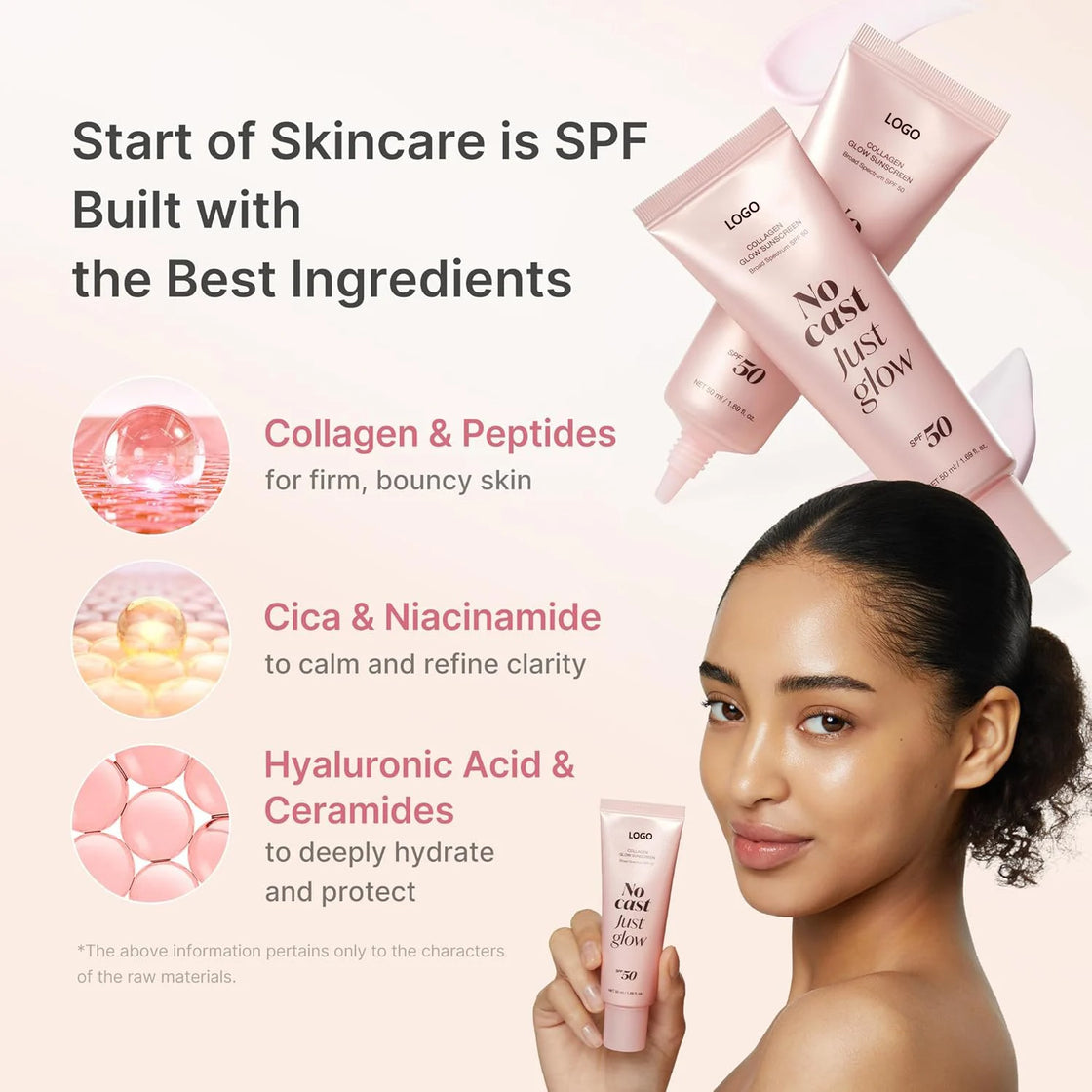 Lightweight Hydrating Collagen Sunscreen Cream SPF50 PA++++ for All Skin Types