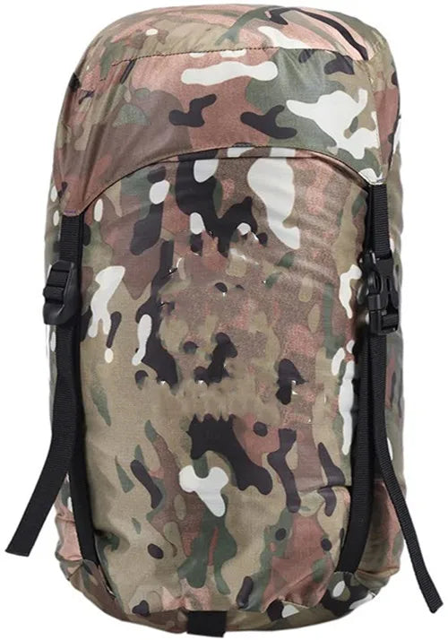 Woodland Camouflage Mummy Sleeping Bag, All Seasons, 230x80x50cm, Duck Down and Hollowfiber Filling, Suitable for Hiking and Camping
