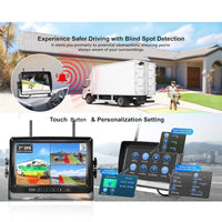 VTX-8071973 Wireless Backup Camera Reversing Aid Night Vision Waterproof Split Screen 4ch BSD Ai Detection Sound Alarm 7 Inch DVR