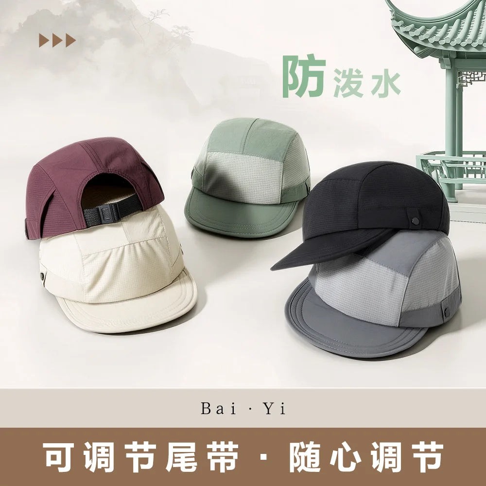 Unisex Five-Panel Mesh Snapback Baseball Cap for Outdoor Sports and Camping