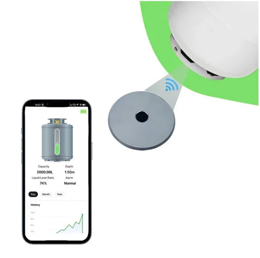 Smart Battery Powered Ultrasonic Level Sensor for LPG, Water, and Fuel Tanks - Model LPG2412-BT, 3% Accuracy, IP65 Rating