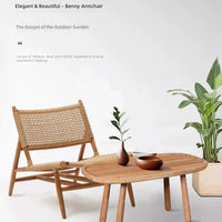 VTX-3216549 Nordic outdoor teak rattan sofa chair courtyard villa terrace homestay countryside leisure wabbi style solid wood
