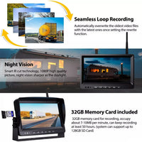 VTX-7940901 Digital Wireless 7 Inch Touch Screen Loop Recording Video DVR Monitor Heavy Duty RV Backup Cameras Night Vision