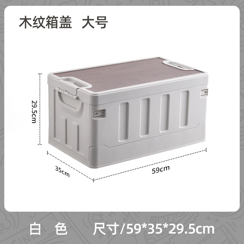 54L Rectangular Outdoor Waterproof Camping Storage Box, Foldable Plastic, Side Opening, Eco-Friendly, PP Material