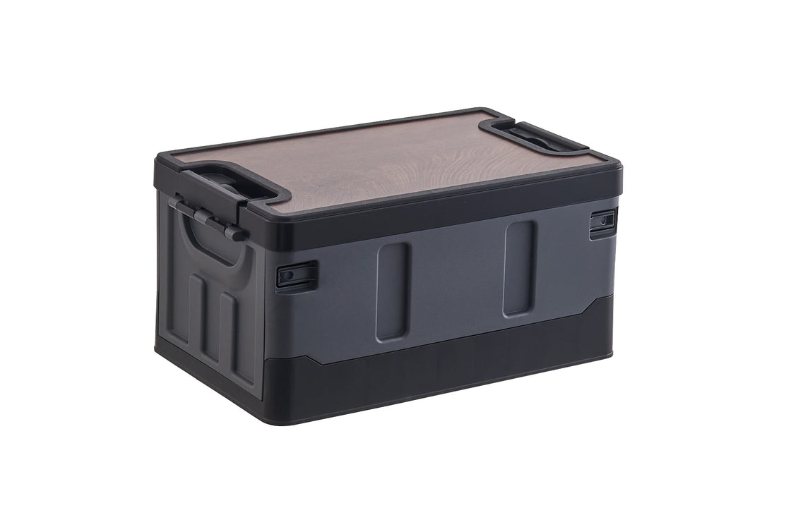 54L Rectangular Outdoor Waterproof Camping Storage Box, Foldable Plastic, Side Opening, Eco-Friendly, PP Material