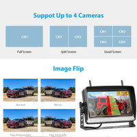 VTX-8071973 Wireless Backup Camera Reversing Aid Night Vision Waterproof Split Screen 4ch BSD Ai Detection Sound Alarm 7 Inch DVR