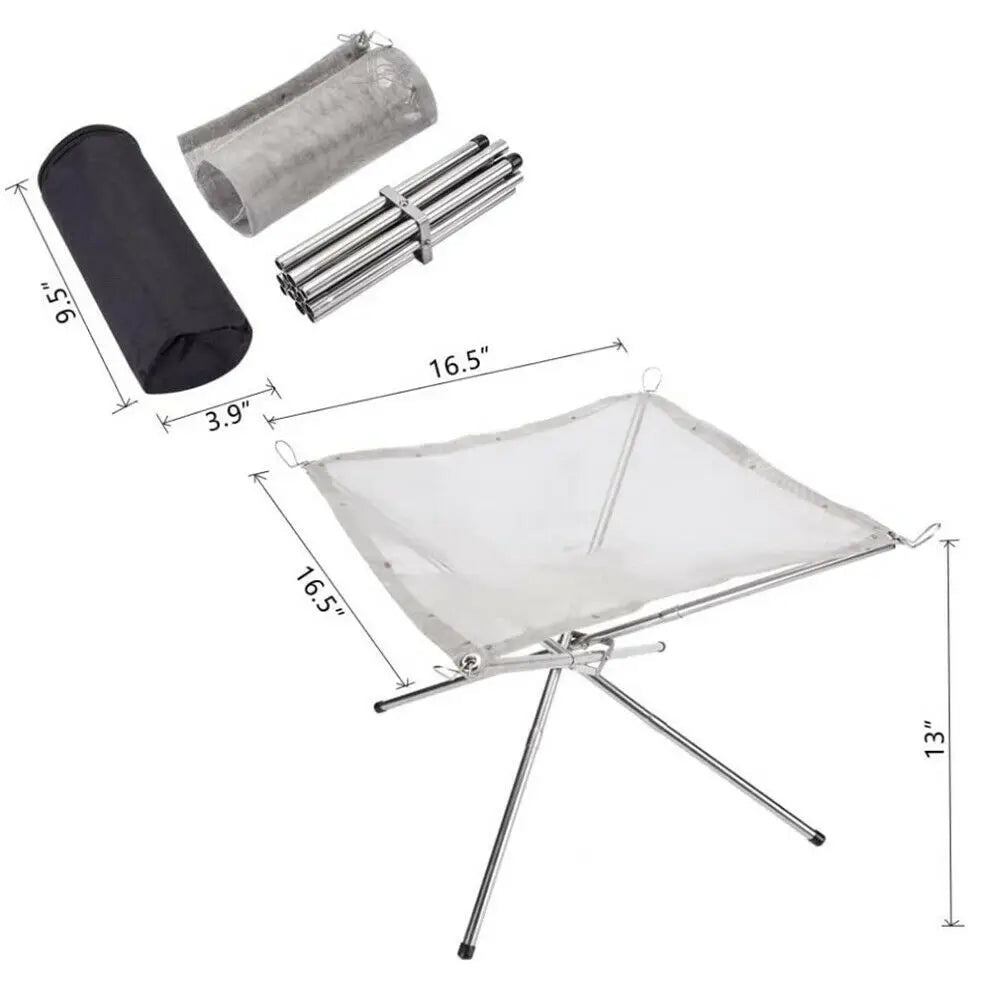 Portable Foldable Fire Pit for Outdoor Camping and Barbecue, Stainless Steel, Model SHY-LY-105