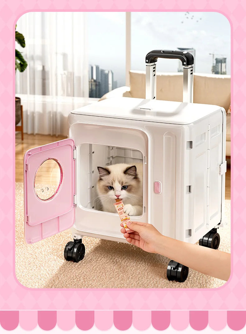 Lightweight Folding Trolley for Outdoor Camping and Food Storage, Large Capacity, Rectangle, Pink, 43*38*54CM