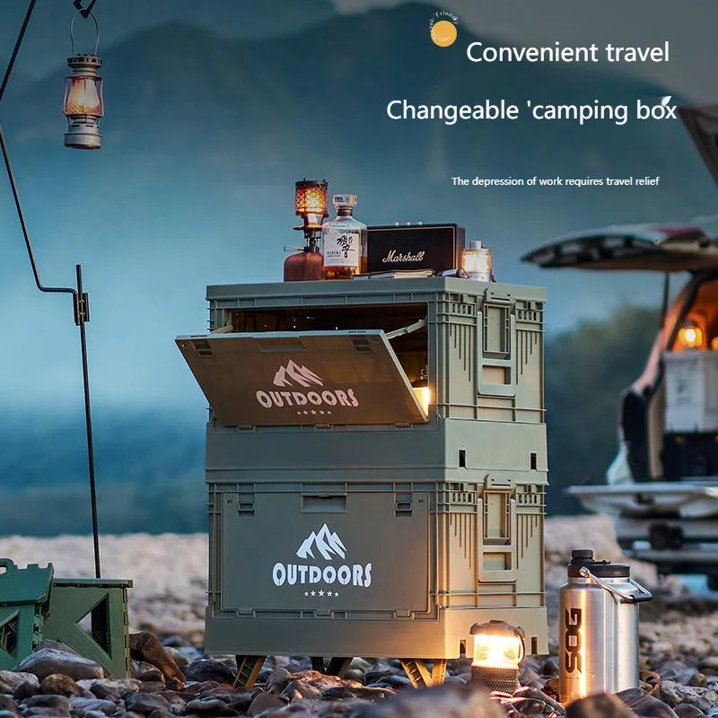 Aluminum Folding Storage Box for Outdoor Camping and Picnic, 20L-30L, Rectangle, Plastic, Side-Opening