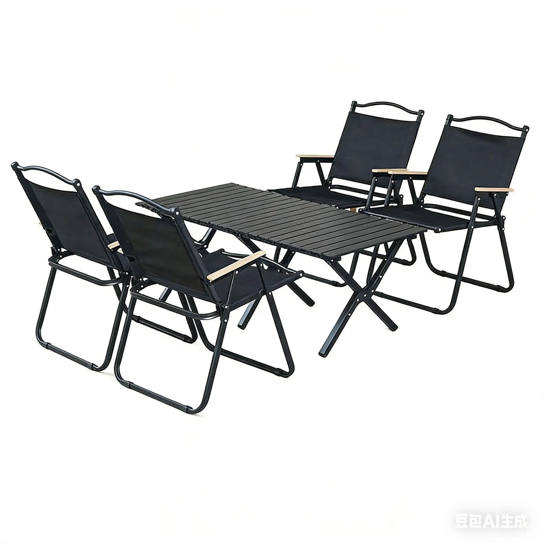 Folding Outdoor Beach Chair with Removable Mesh Table, Aluminum Alloy Frame, and Teslin Fabric