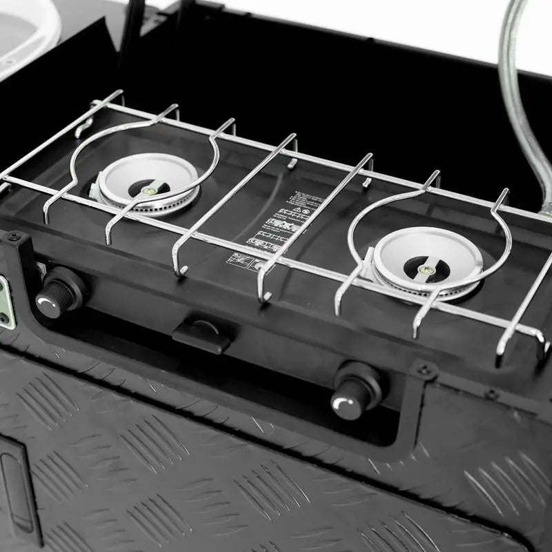 Dual Burner Camping Kitchen Box Portable Outdoor Cooking Set for Camping and Hiking