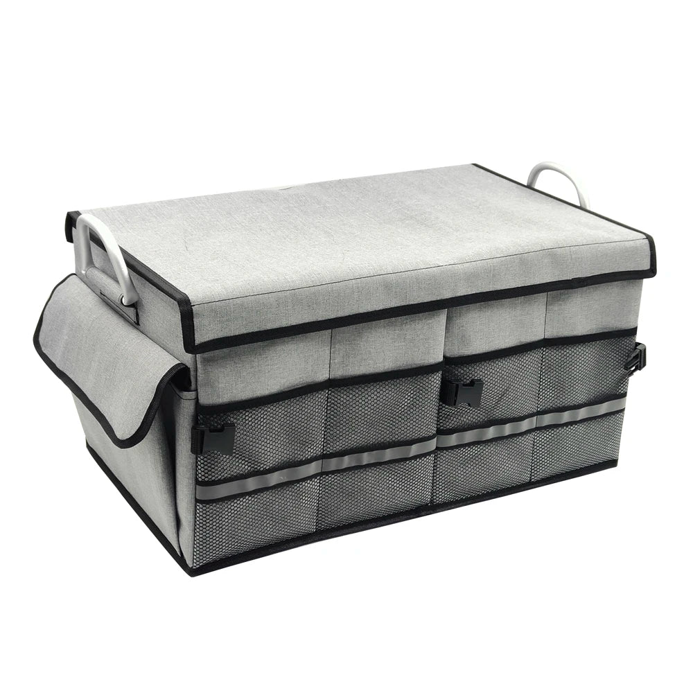 Foldable Auto Trunk Storage Bag Organizer with Adjustable Compartments, 600D Polyester, Large Capacity, 60*35*30 cm