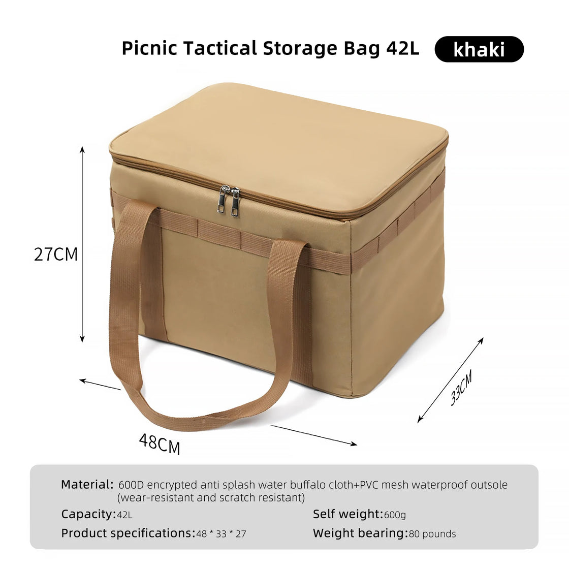 Multifunctional Foldable Camping Storage Box, Large Capacity Organizer for Outdoor Use, 30L and 42L Options, Oxford Cloth