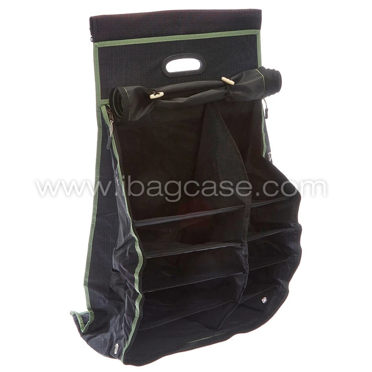 RV Motorhome Hanging Storage Bag with 12 Compartments, Zipper Closure, 80x40 cm, Durable Polyester Material